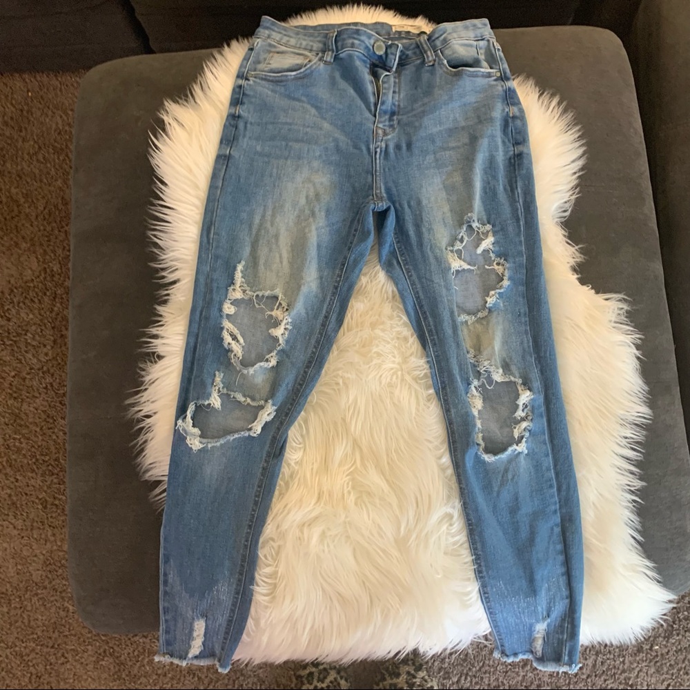 Blue ripped jeans